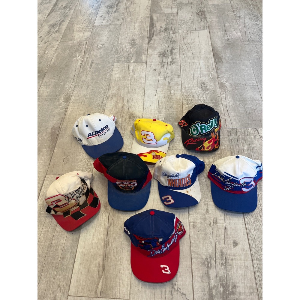 Vintage NASCAR Hat Lot 8pc Dale Earnhardt Jr Sr ACDelco Wheaties Racing Caps